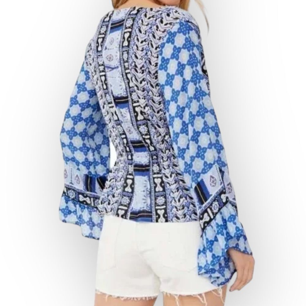 FREE PEOPLE NWT Rosalie Wrap Top in Indigo - size 
XS‎ - Bohemian- Bollywood - Picture 3 of 9